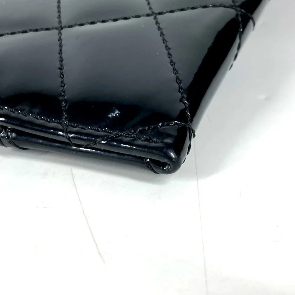 CHANEL Black Leather Logo Pouch